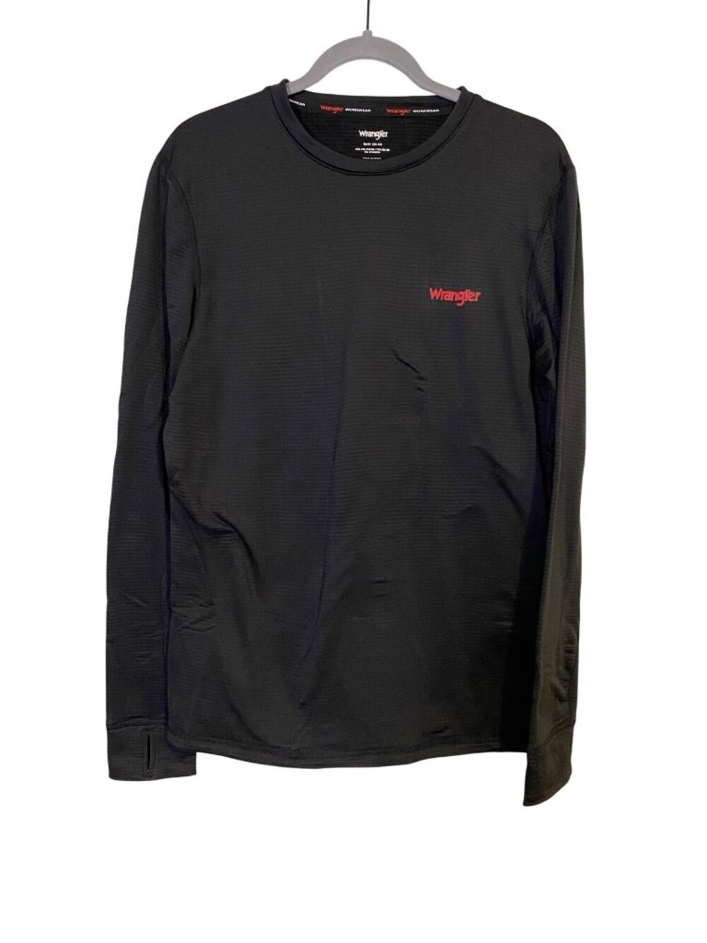 Wrangler Workwear Shirt Men's M Black Long Sleeve Ribbed Fleece Gorpcore Casual
